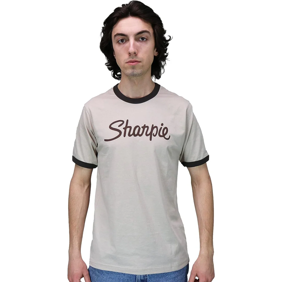 Scott Pilgrim Sharpie Ringer Shirt Heather Brown Pilgrim Rock Band Adult T-Shirt