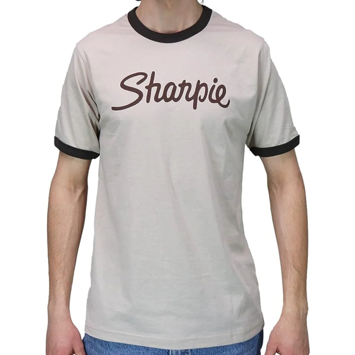 Scott Pilgrim Sharpie Ringer Shirt Heather Brown Pilgrim Rock Band Adult T-Shirt - Image 5