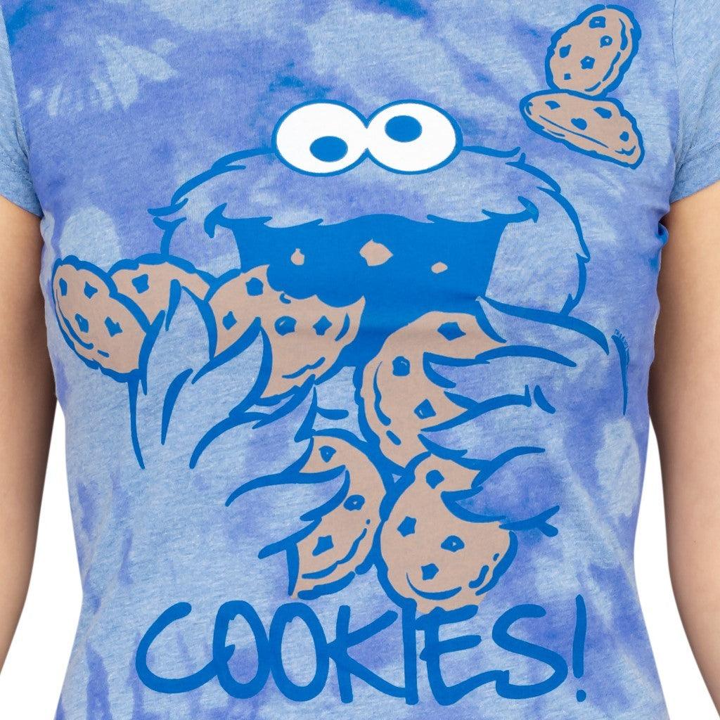 Sesame Street Cookie Monster Nom Nom Cookies Tie-Dye T-Shirt - Image 2
