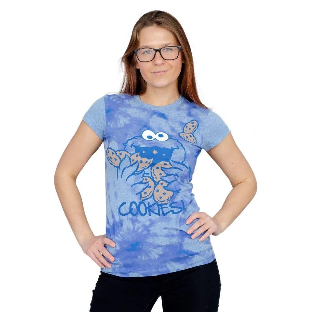 Sesame Street Cookie Monster Nom Nom Cookies Tie-Dye T-Shirt - Image 3