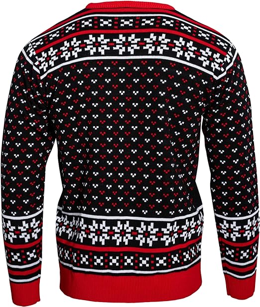 Skull Santa Claus Bones Lights and Snowflakes Sweater - Image 2
