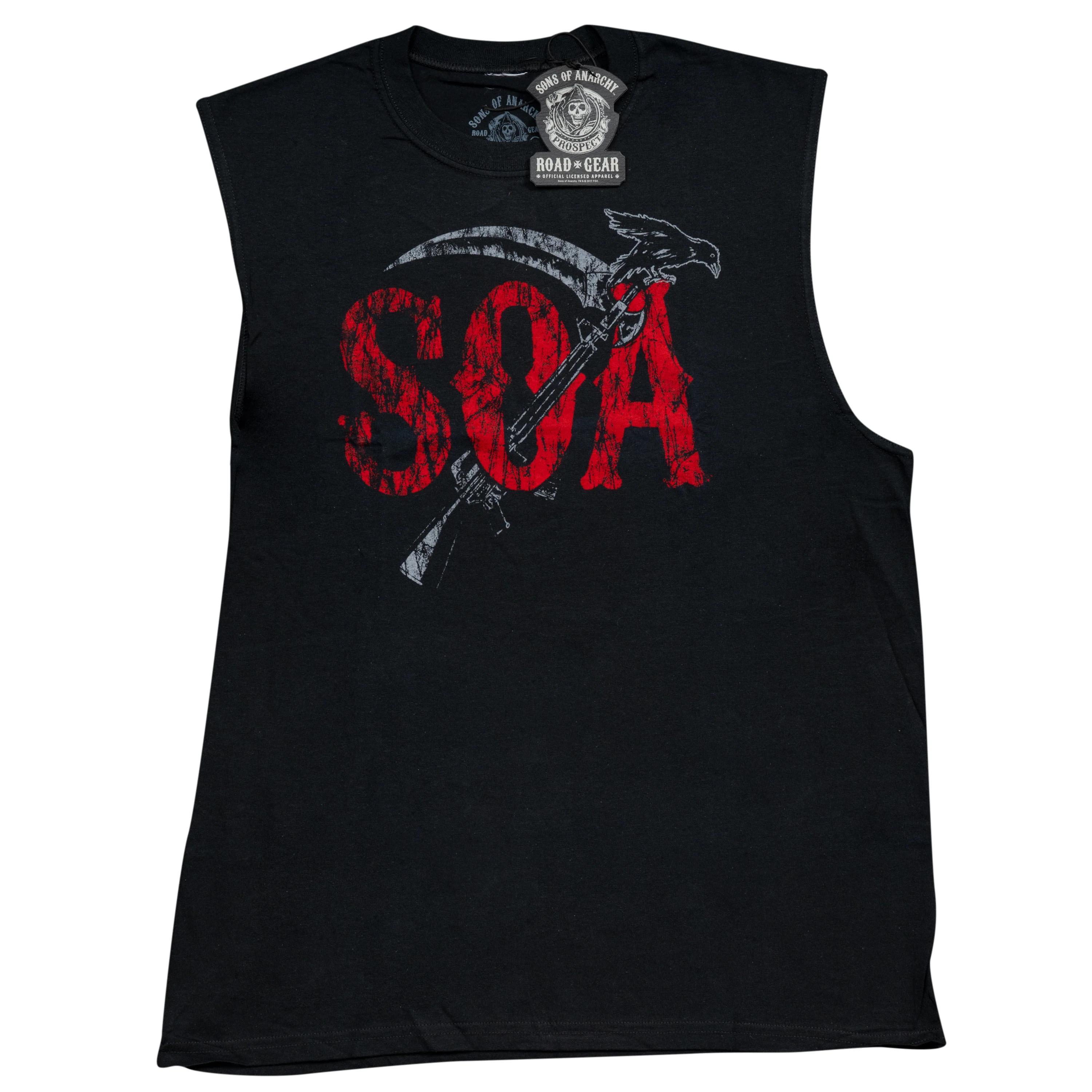 Sons Of Anarchy SOA Reaper Logo Crow Black Sleeveless T-Shirt - Image 2