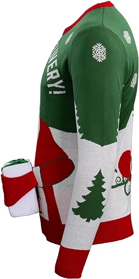 Special Delivery 3D Interactive Santa Claus Gift Christmas Sweater - Image 2