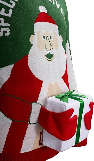 Special Delivery 3D Interactive Santa Claus Gift Christmas Sweater - Image 4