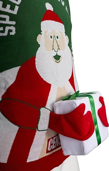 Special Delivery 3D Interactive Santa Claus Gift Christmas Sweater - Image 7