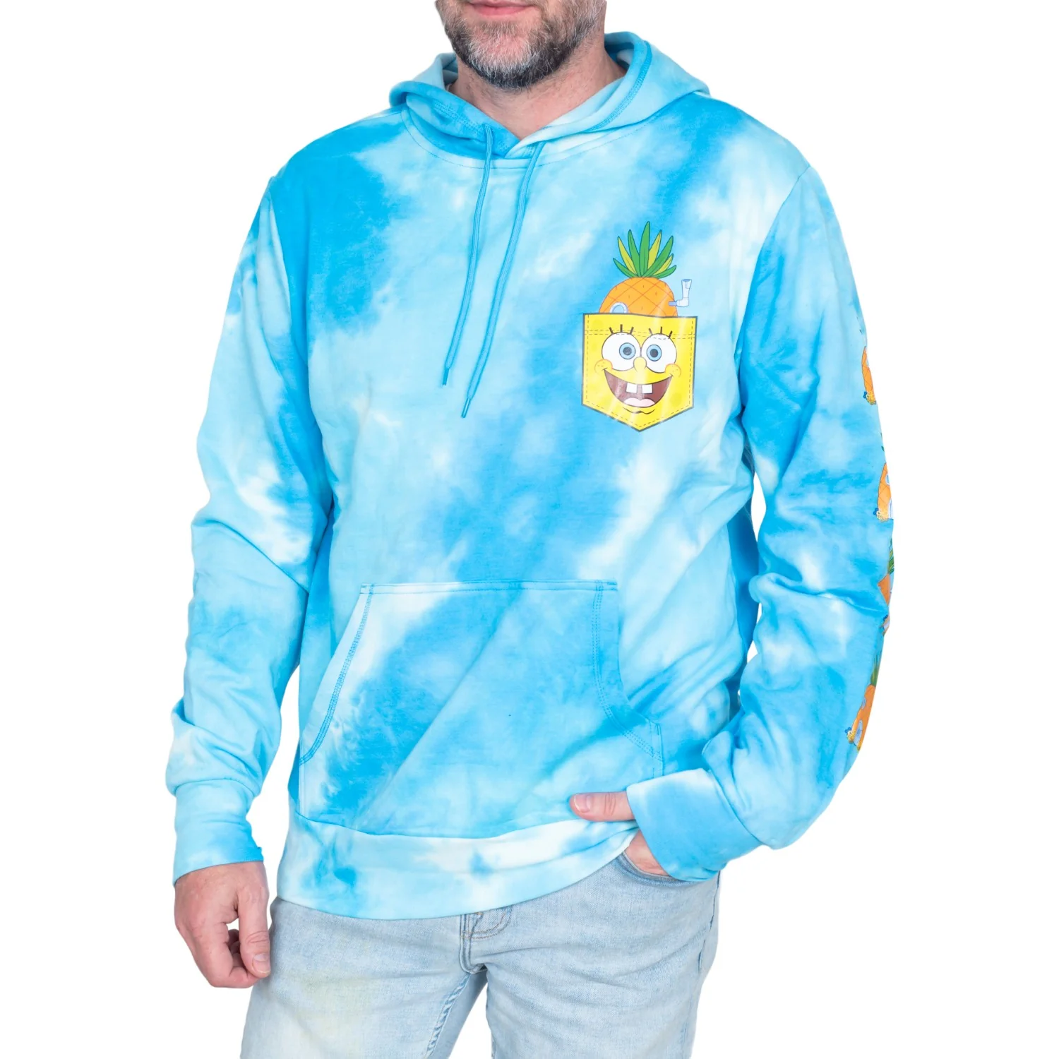 SpongeBob Pineapple House Blue Tie Dye Sweatshirt Pull Over Hoodie - Image 3