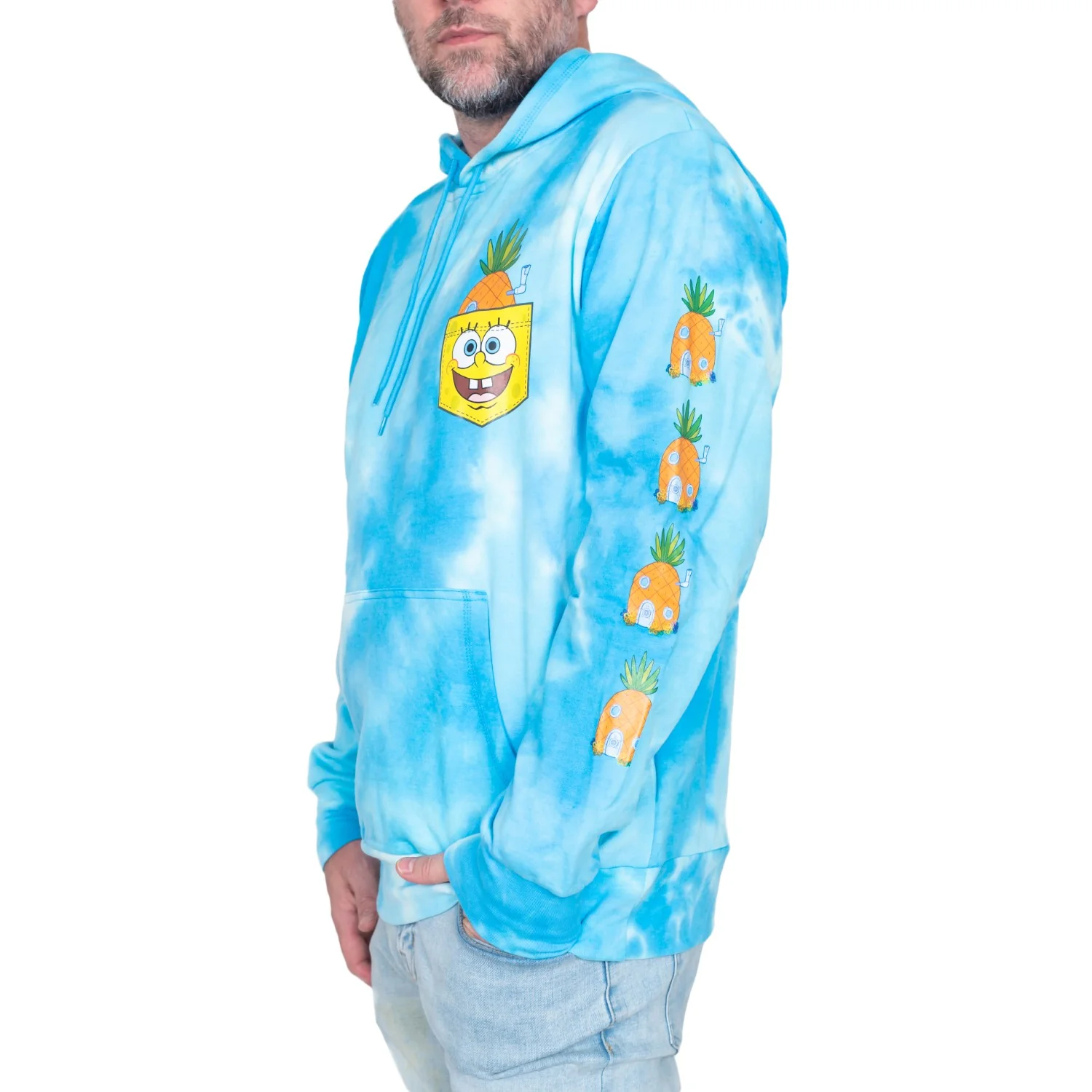 SpongeBob Pineapple House Blue Tie Dye Sweatshirt Pull Over Hoodie - Image 4