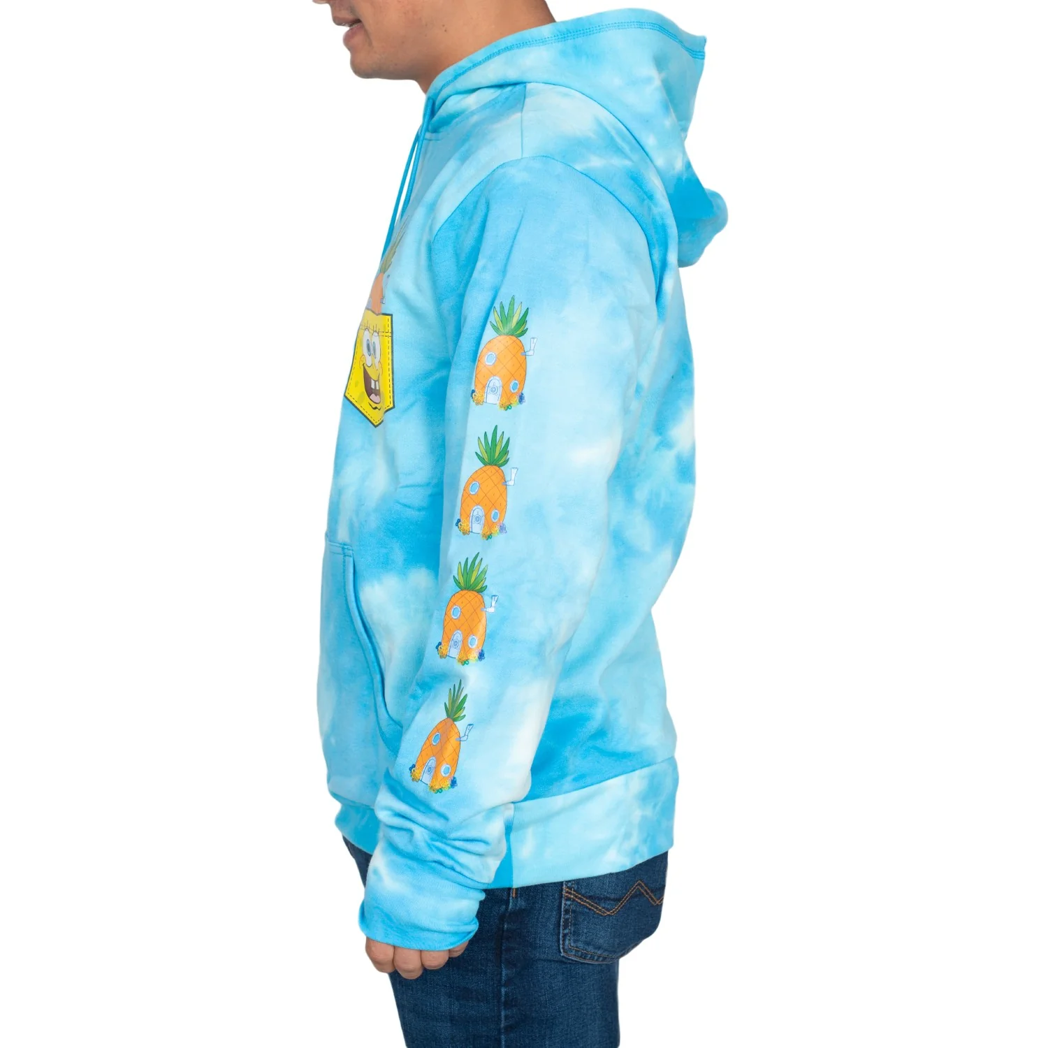 SpongeBob Pineapple House Blue Tie Dye Sweatshirt Pull Over Hoodie - Image 7