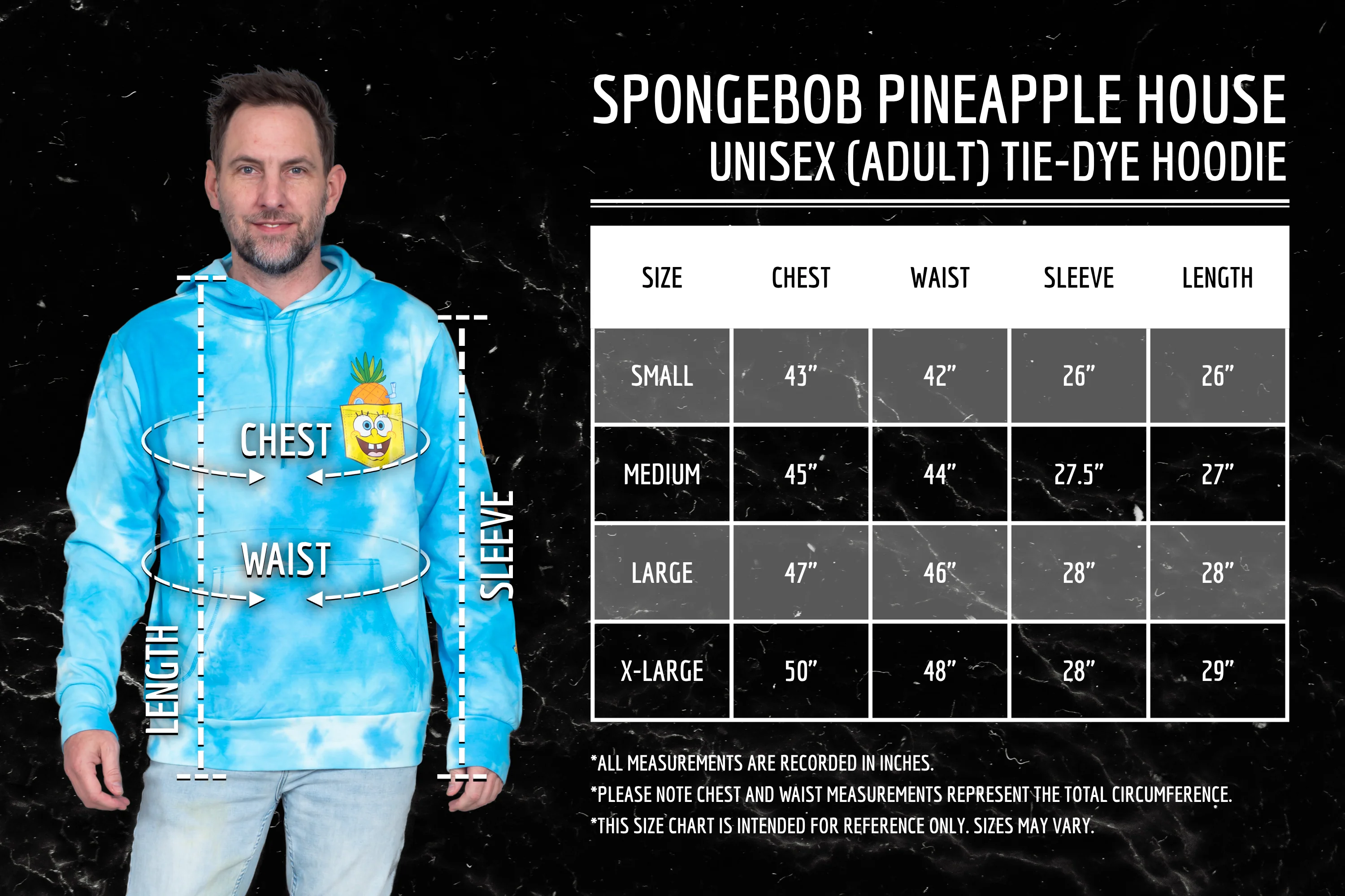 SpongeBob Pineapple House Blue Tie Dye Sweatshirt Pull Over Hoodie - Image 8
