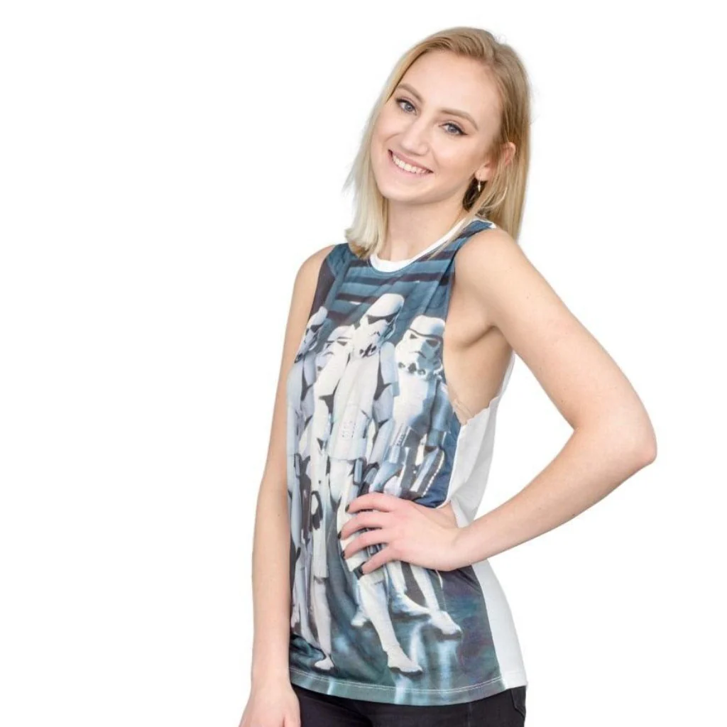 Star Wars Stormtrooper Troop Group Juniors Muscle Tank Top - Image 4