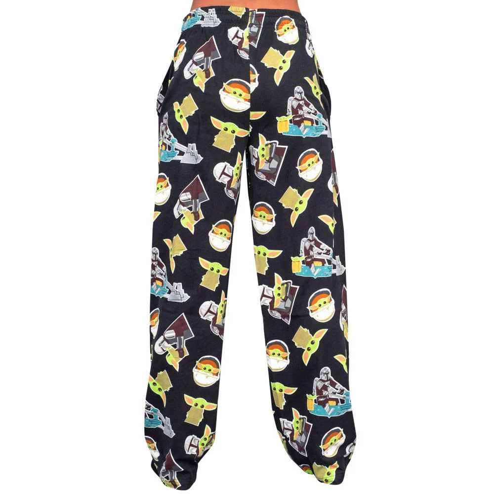 Star Wars The Mandalorian Baby Yoda Pajamas Black Lounge Pants - Image 2