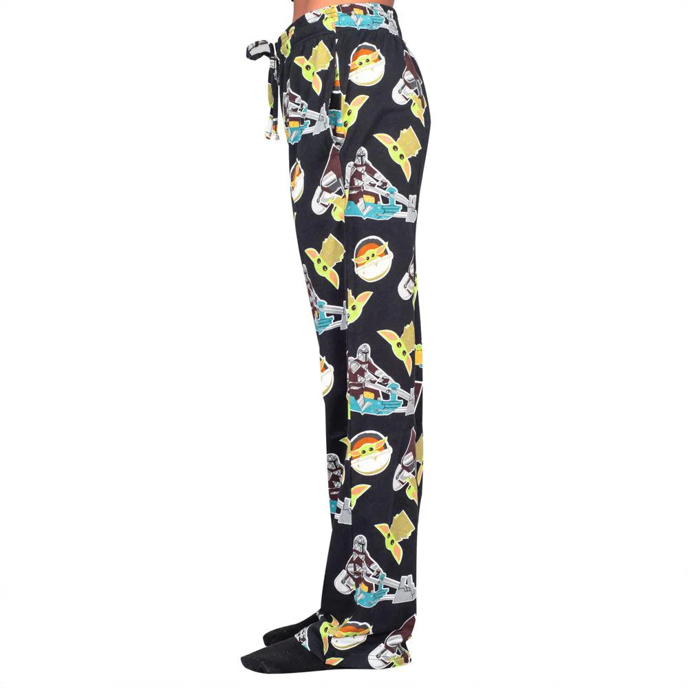 Star Wars The Mandalorian Baby Yoda Pajamas Black Lounge Pants - Image 3