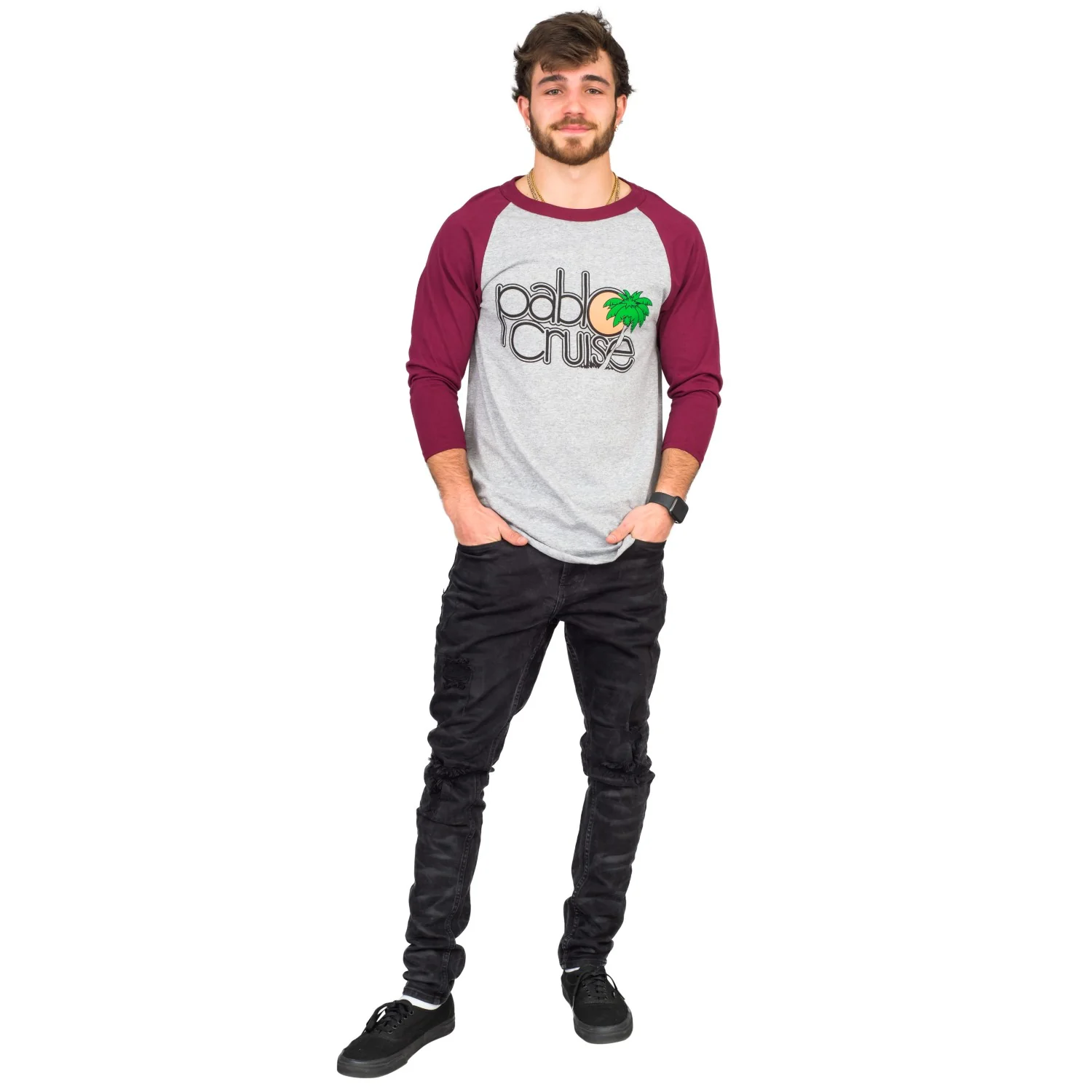 Step Bros Pablo Cruise Adult Gray and Maroon Raglan Funny Movie T-Shirt Tee - Image 20