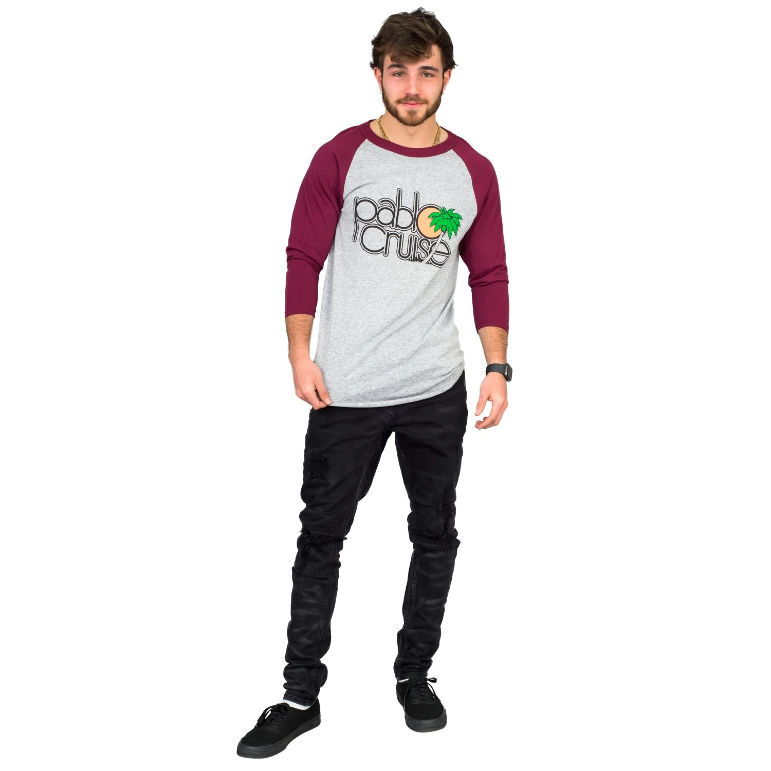 Step Bros Pablo Cruise Adult Gray and Maroon Raglan Funny Movie T-Shirt Tee - Image 21