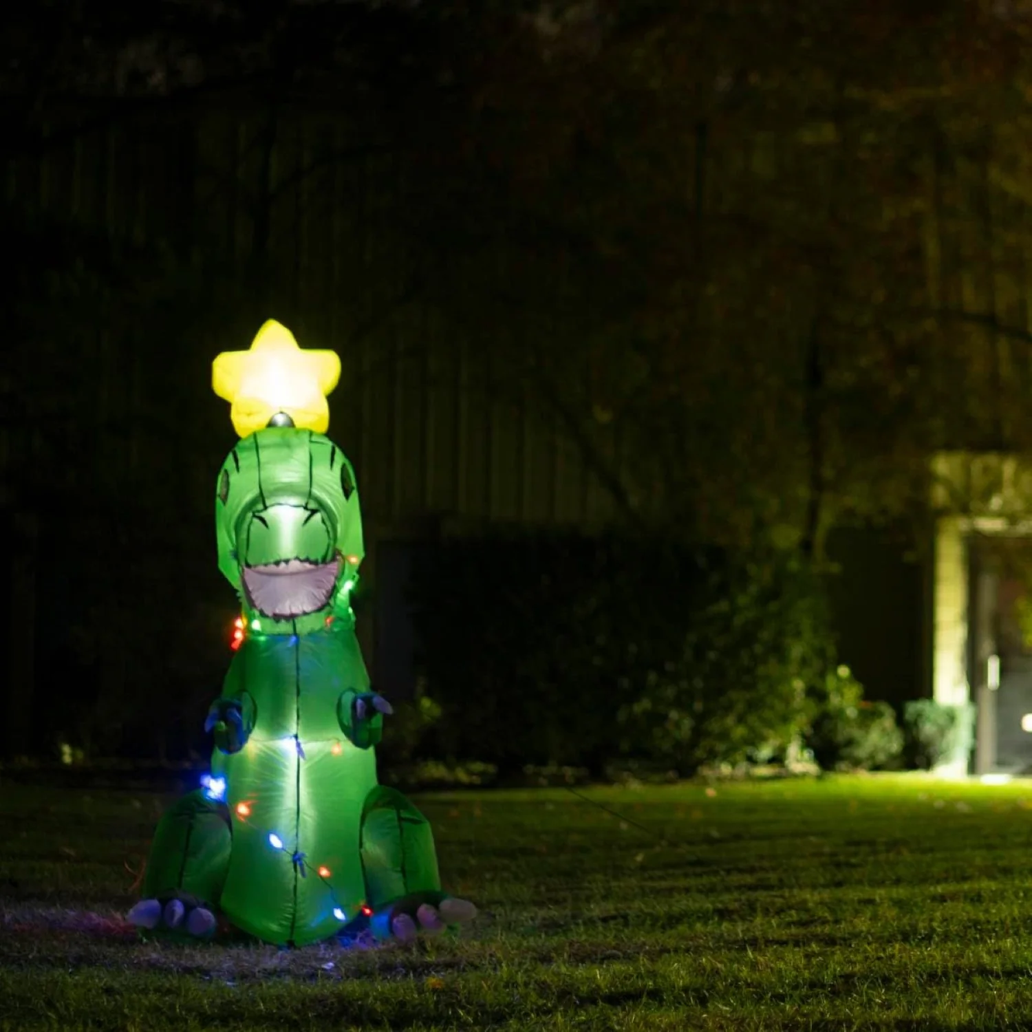 T-Rex Dino Funny Indoor/Outdoor Inflatable Light Up Xmas Season Yard Decoration - Image 4