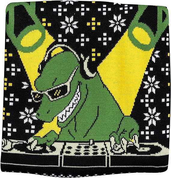 T-Rex DJ Holiday Dinosaur Sweater - Image 7