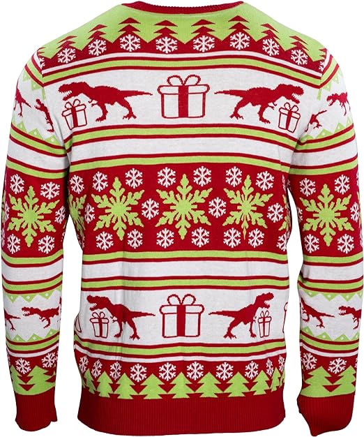 T-Rex Santa Hat 3D Interactive Gift Box Sweater - Image 3