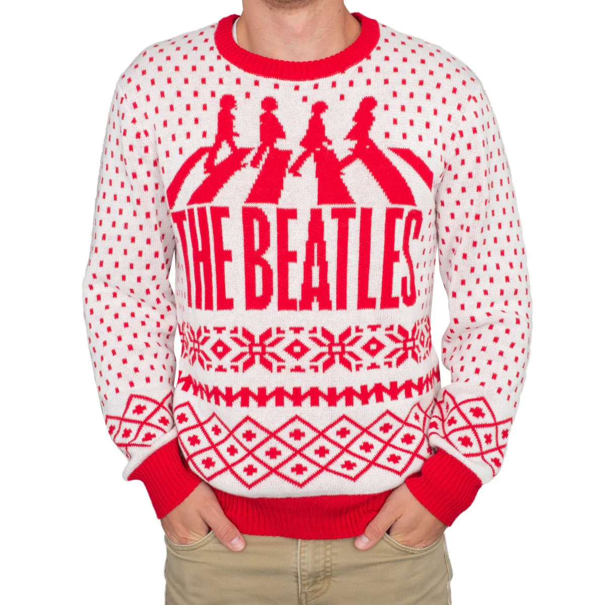The Beatles Abbey Road LP Cover Unisex Ugly Christmas Sweater - Image 2
