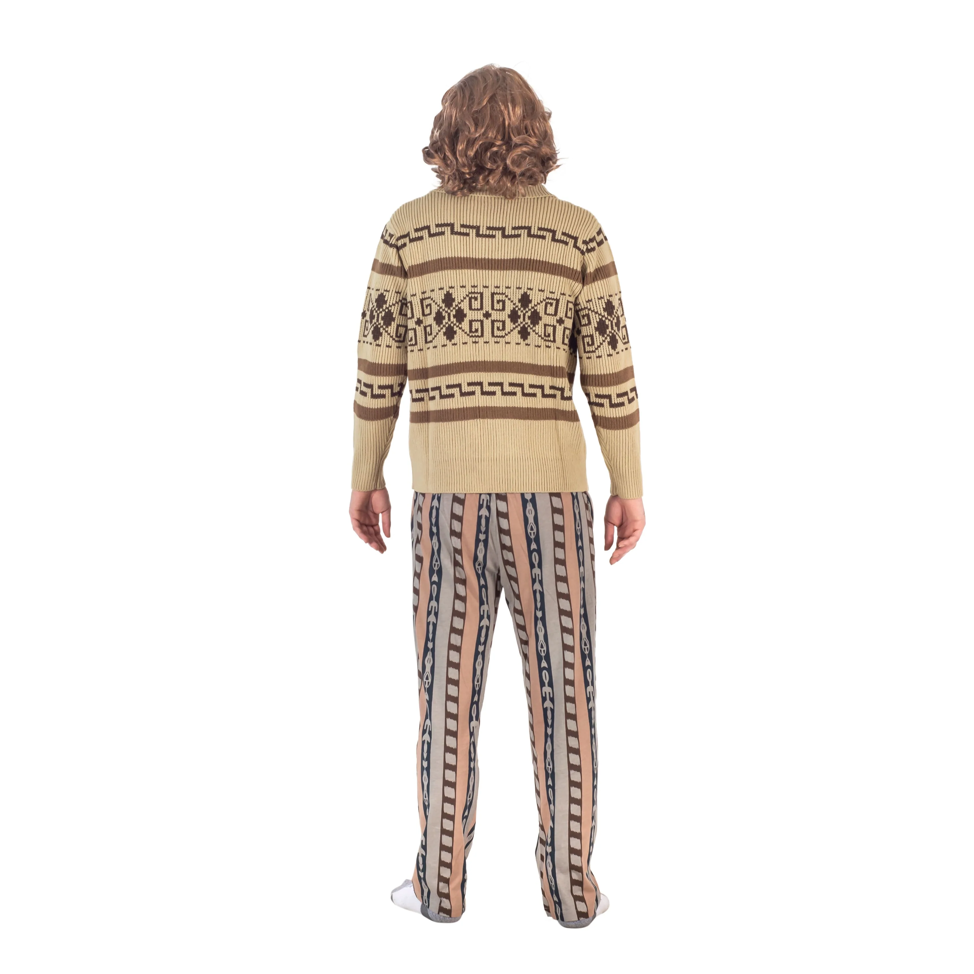 The Dude Lebowski Bowling Movie Character Cardigan Sweater and Lounge Pants Halloween Costume Set - Image 2