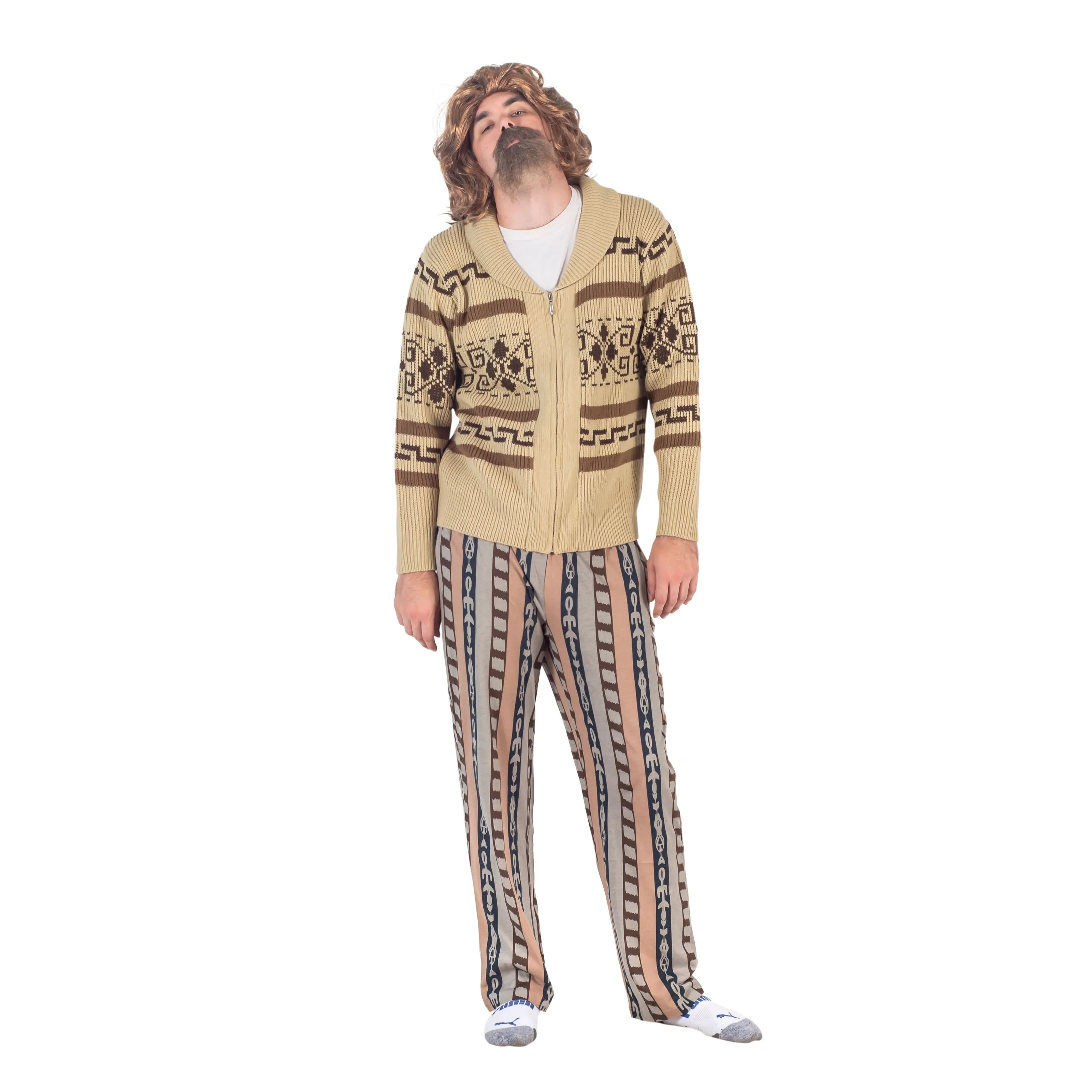 The Dude Lebowski Bowling Movie Character Cardigan Sweater and Lounge Pants Halloween Costume Set - Image 4