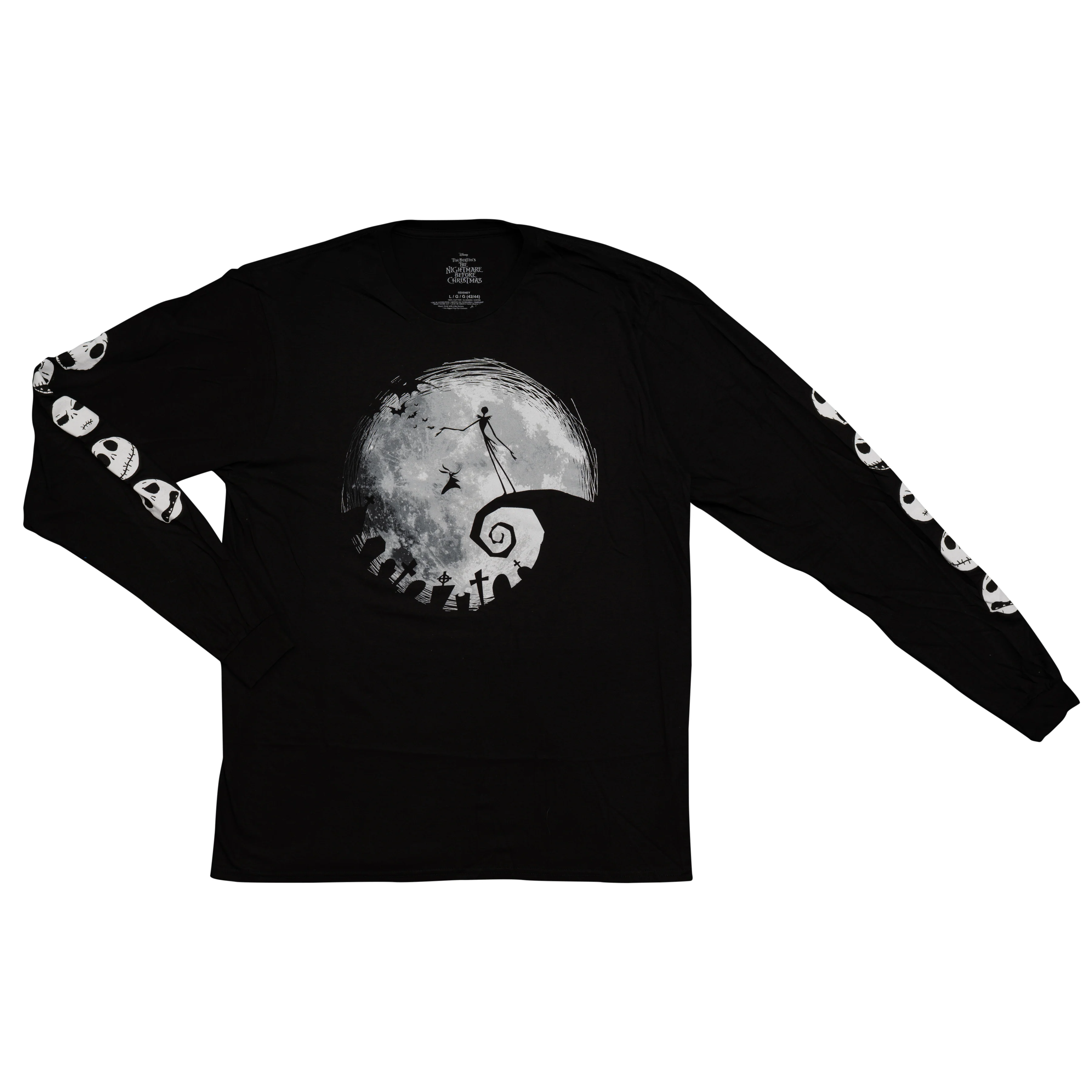 The Nightmare Before Christmas Moon Long Sleeve Adult Unisex Shirt Black - Image 9