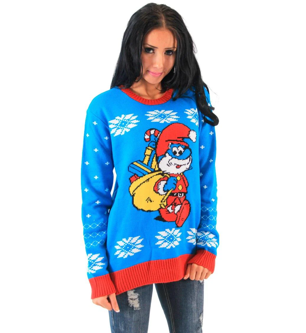 The Smurfs Papa Smurf As Santa Ugly Christmas Sweater - Image 2