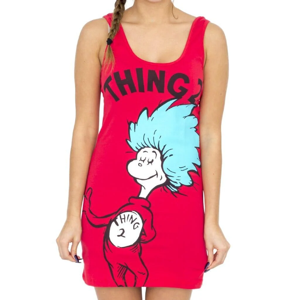 Thing 1 or Thing 2 Seuss Tunic Tank Halloween Cosplay Costume Dress - Image 3