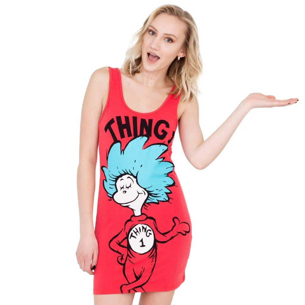 Thing 1 or Thing 2 Seuss Tunic Tank Halloween Cosplay Costume Dress - Image 4