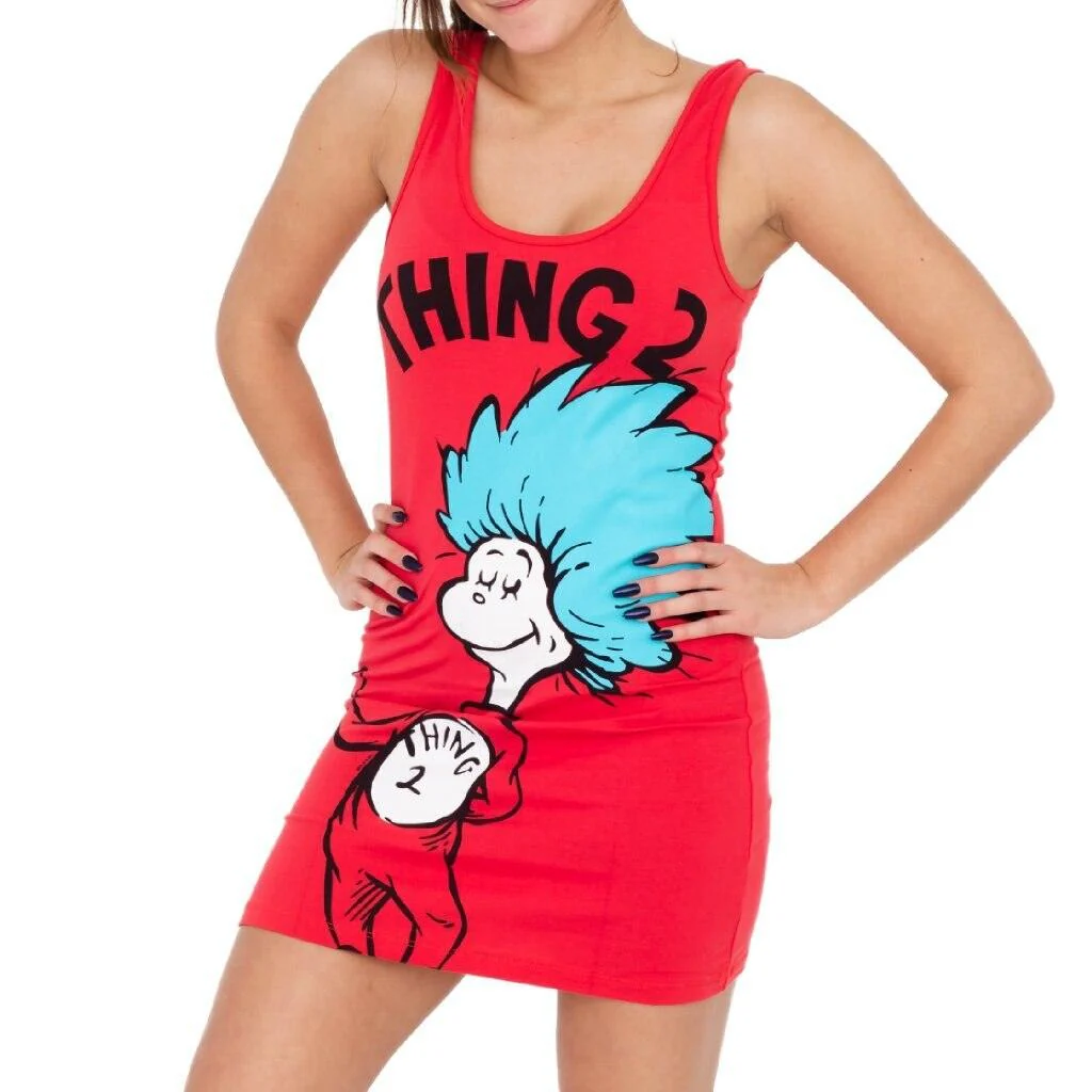 Thing 1 or Thing 2 Seuss Tunic Tank Halloween Cosplay Costume Dress - Image 6