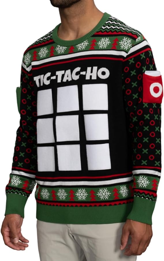 Tic Tac Ho Festive Holiday Party Game Wear Sweater - Image 3