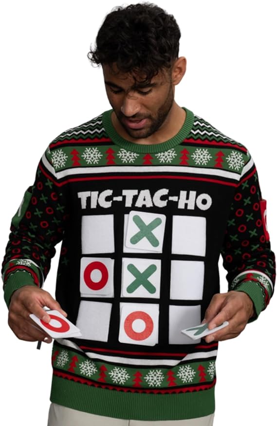 Tic Tac Ho Festive Holiday Party Game Wear Sweater - Image 7