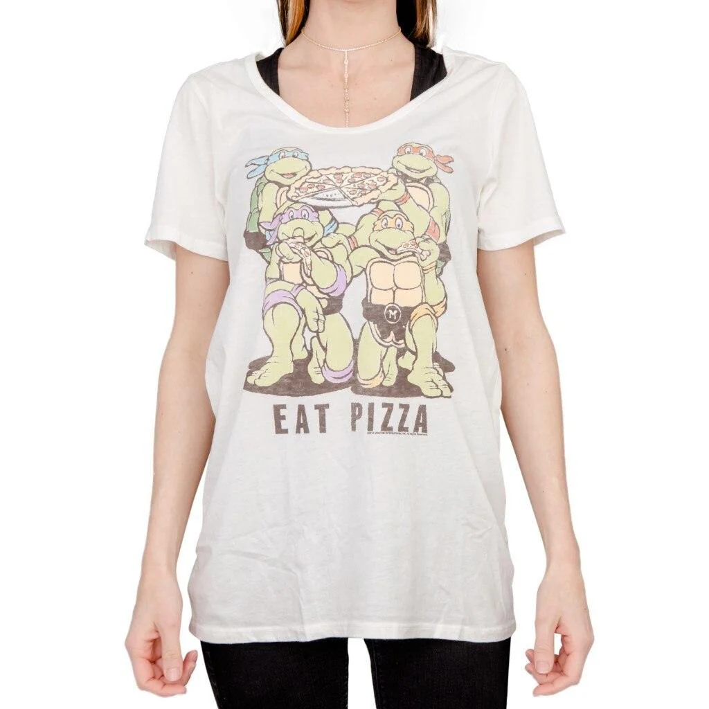 TMNT Eat Pizza Juniors T-Shirt - Image 4
