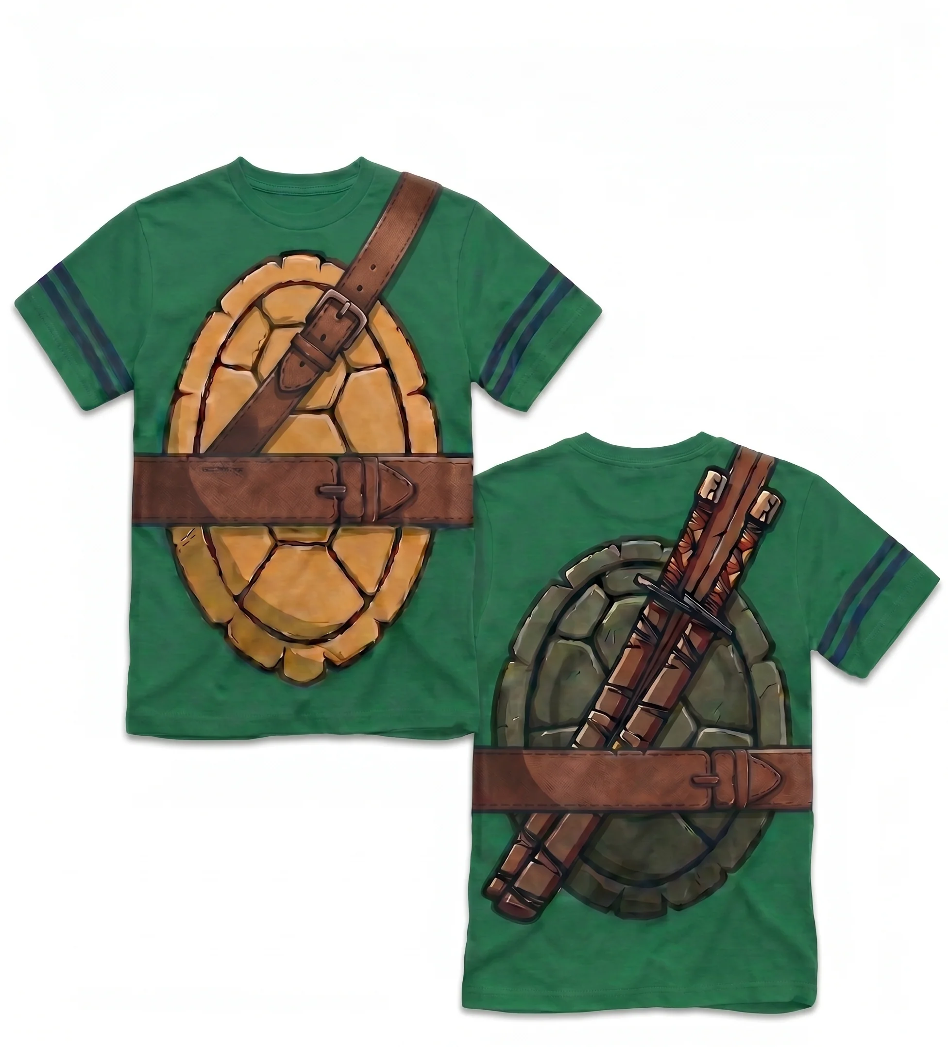 TMNT Striped Sleeves Boys Halloween Cosplay Costume T-shirt - Image 3