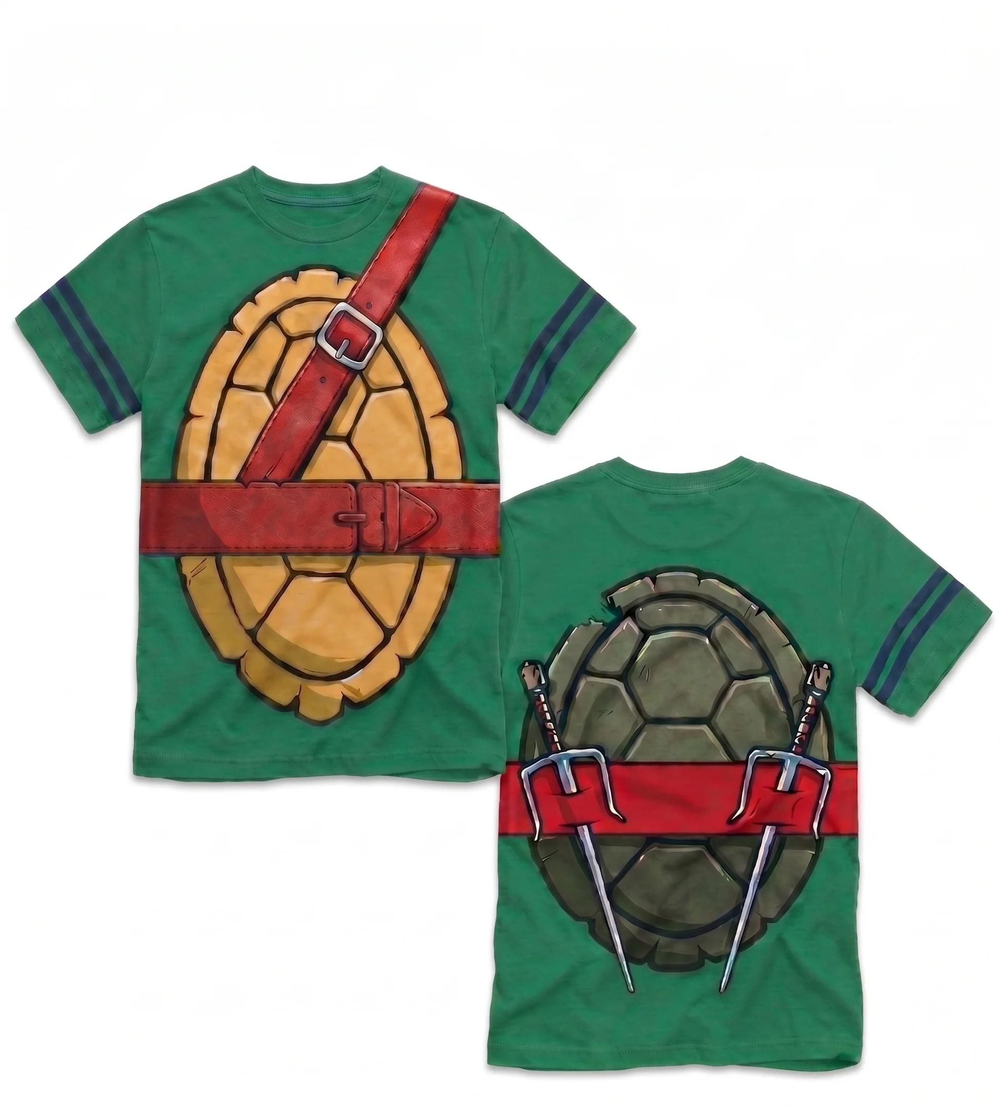 TMNT Striped Sleeves Boys Halloween Cosplay Costume T-shirt - Image 4