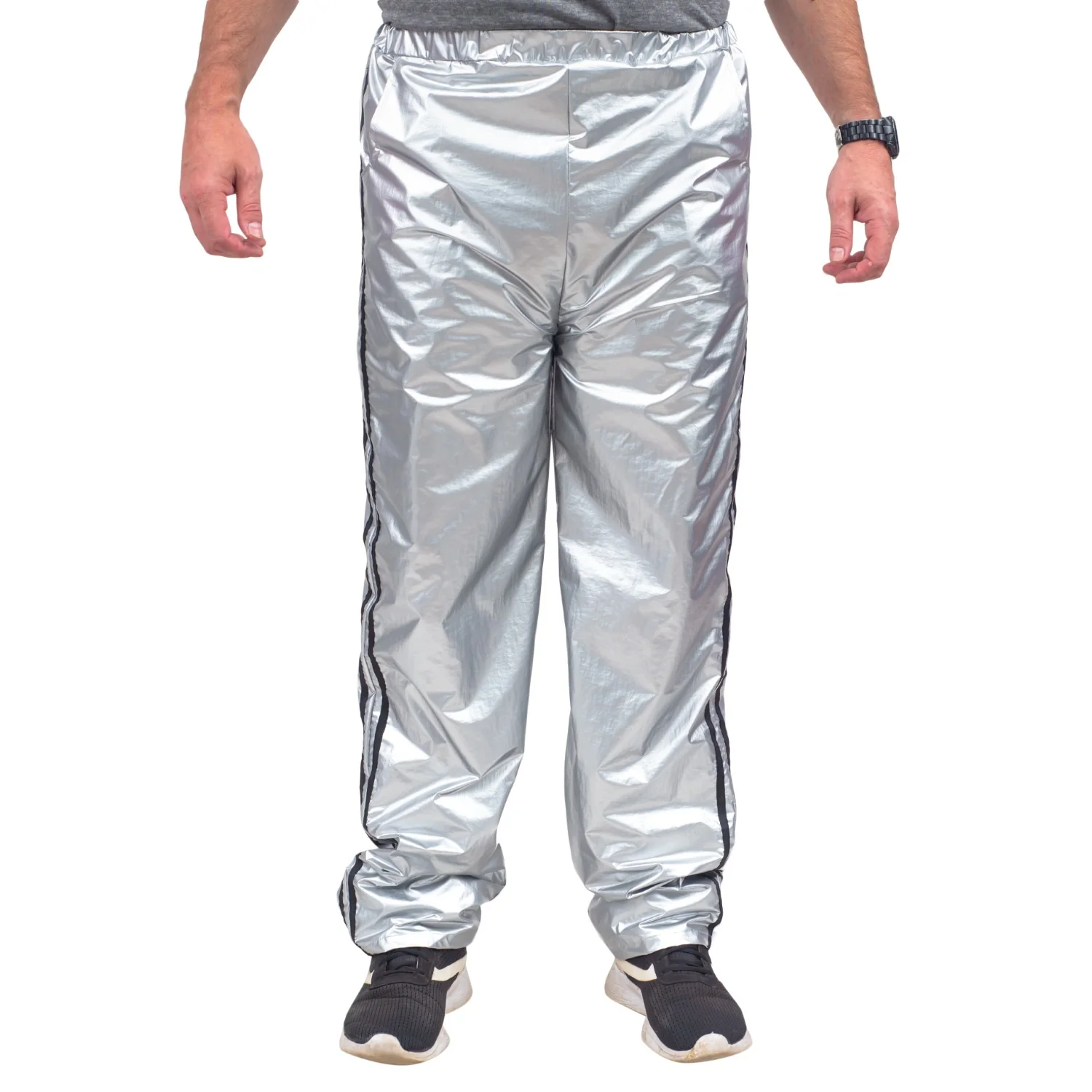 Todd and Margo Shiny Silver 2 Piece Workout Top and Pants Halloween Costume Set - Image 4