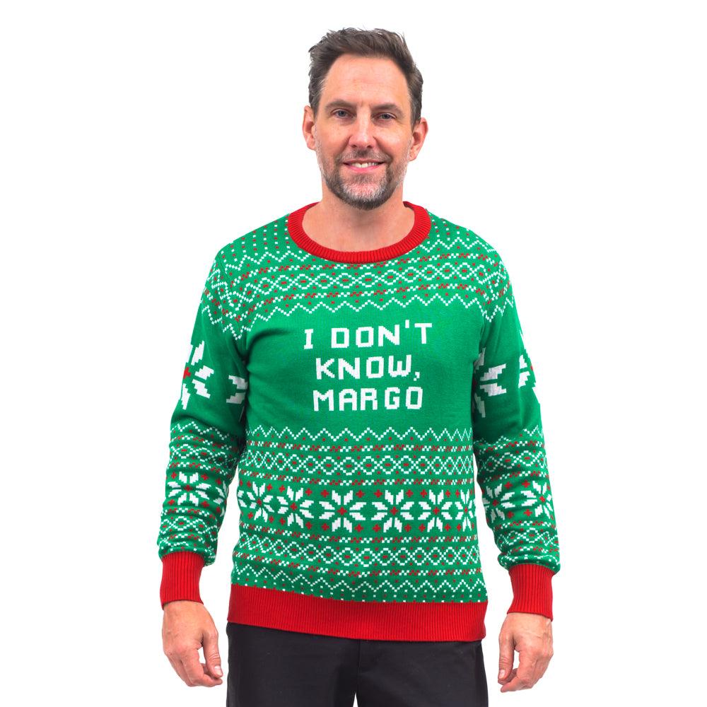 Todd and Margo Why is The Carpet Wet I Don’t Know Knitted Ugly Christmas Sweater - Image 6