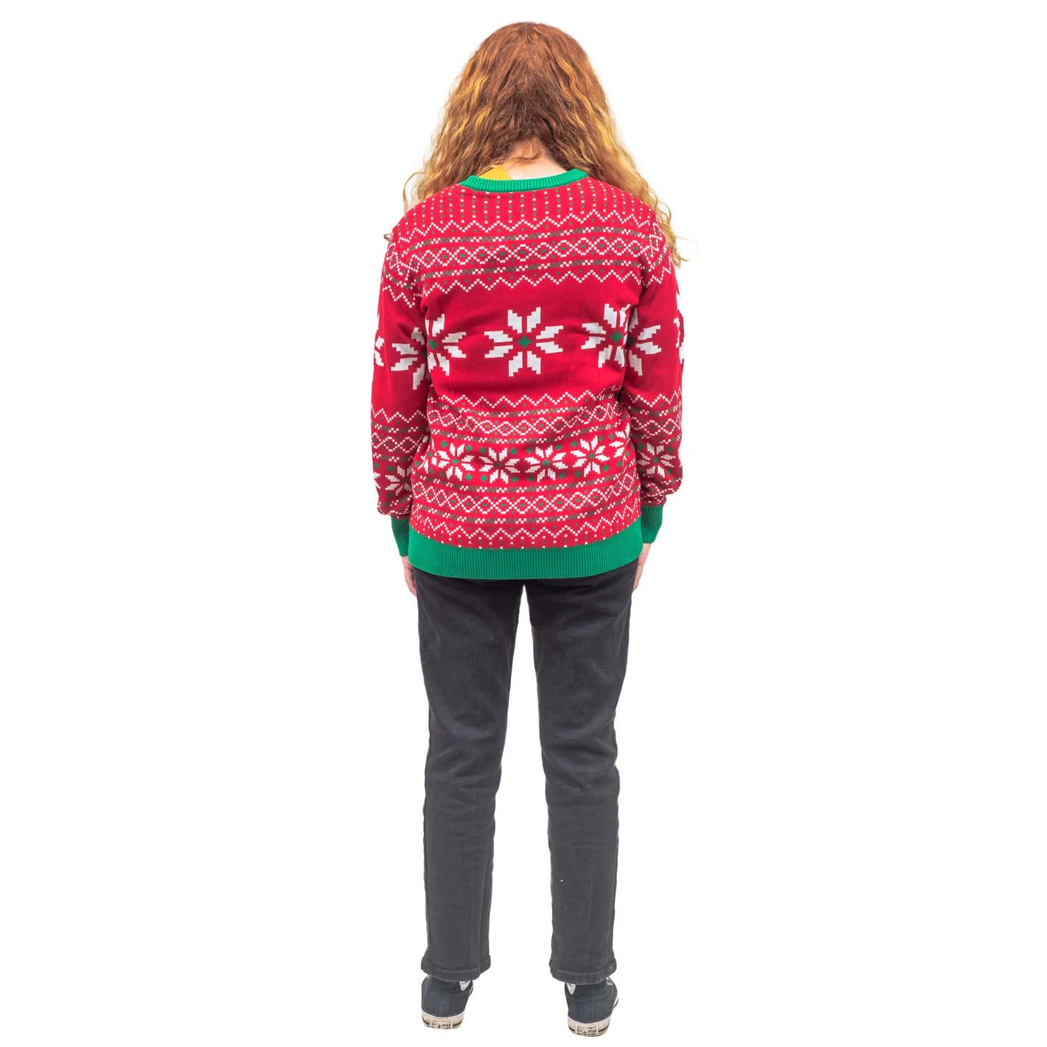 Todd and Margo Why is The Carpet Wet I Don’t Know Knitted Ugly Christmas Sweater - Image 9