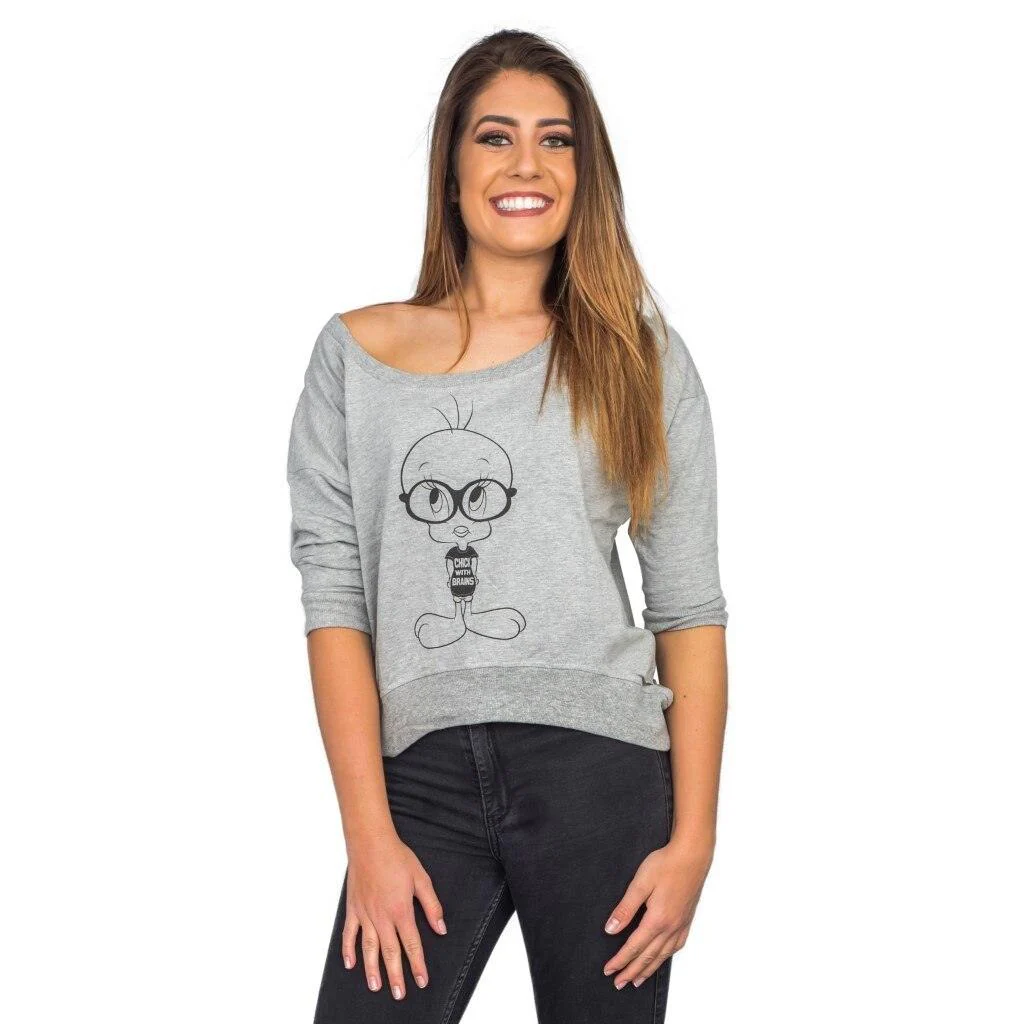 Tweety Bird Chick With Brains Cropped Sweatshirt - Image 2