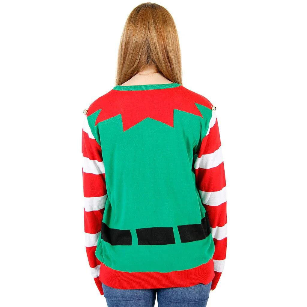 Ugly Christmas Sweater Elf with Bells - Image 3