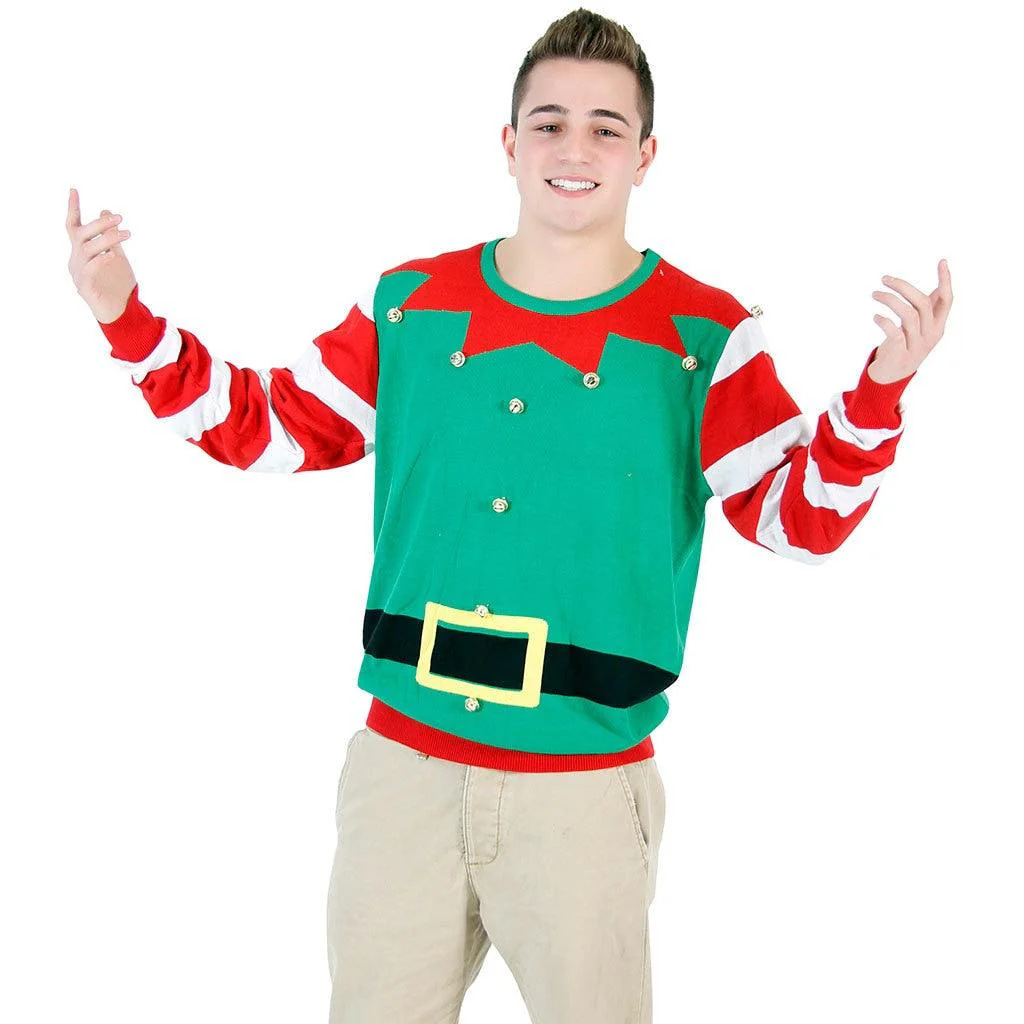Ugly Christmas Sweater Elf with Bells - Image 4