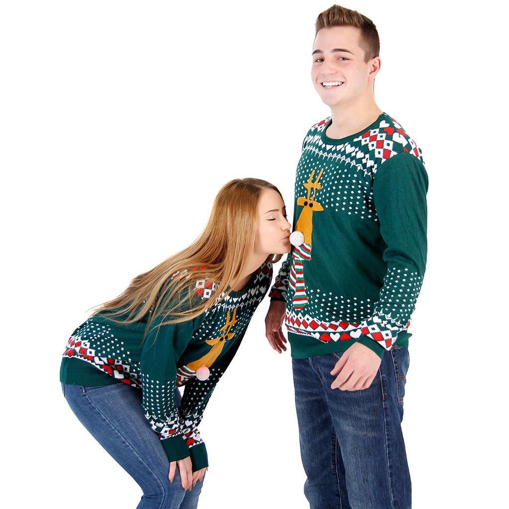 Ugly Christmas Sweater Flashing Nose Reindeer Sweater - Image 4