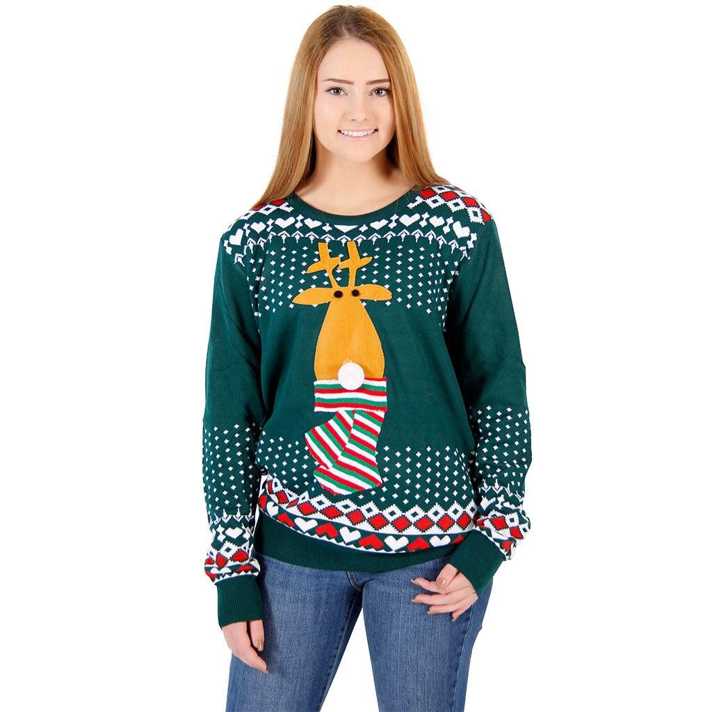 Ugly Christmas Sweater Flashing Nose Reindeer Sweater - Image 5