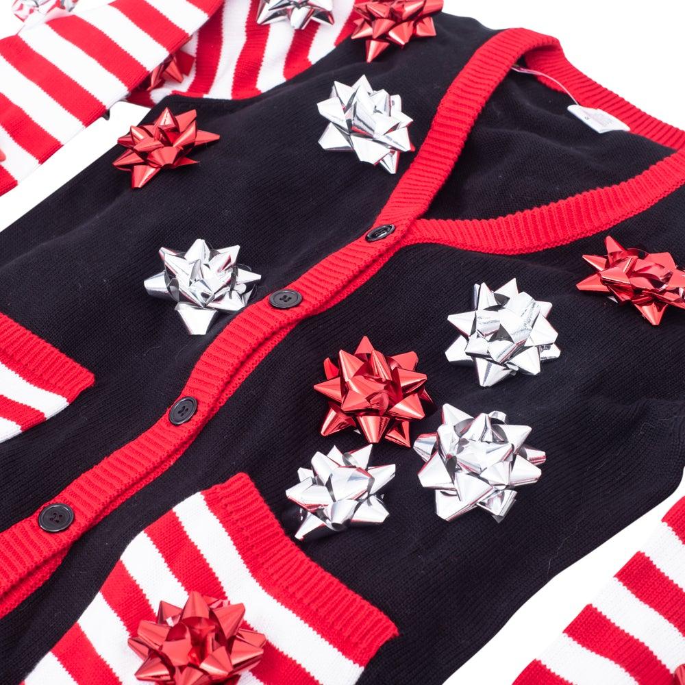Ugly Christmas Sweater Gift Wrapping Bow Unisex Cardigan - Image 5