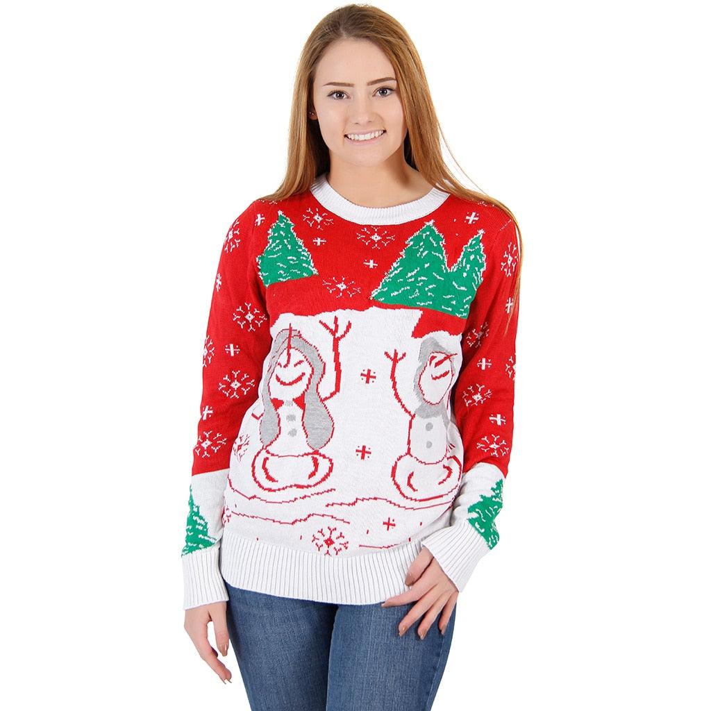 Ugly Christmas Sweater Snowman & Trees with Flashing Lights - Image 4