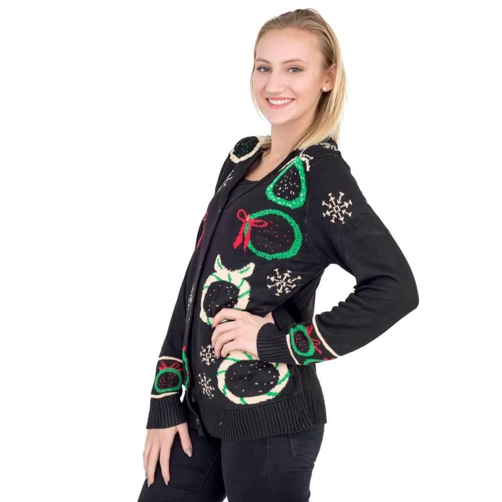 Ugly Christmas Sweater Wreath with Flashing Lights Cardigan - Image 2