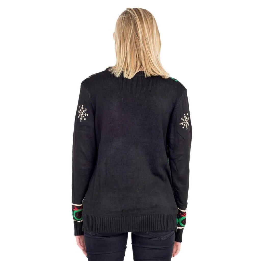 Ugly Christmas Sweater Wreath with Flashing Lights Cardigan - Image 3