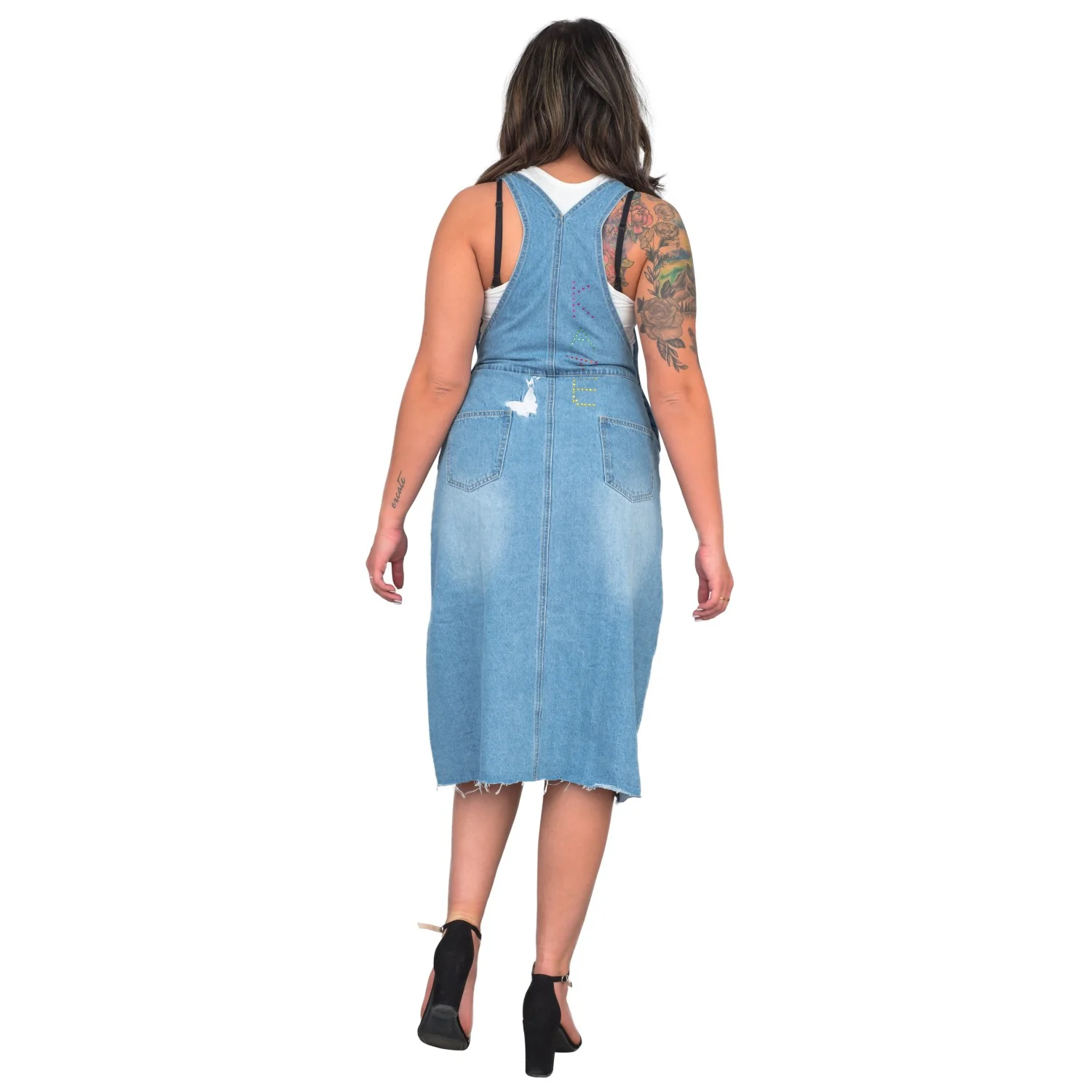 Uptown Girls Overall Embroidered Denim Dress Womens Halloween Costume Cosplay - Image 5