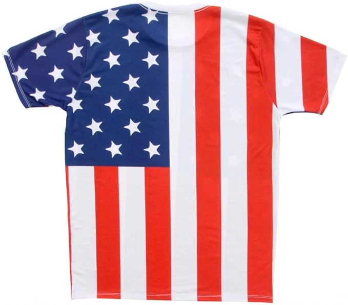 USA American Flag Sublimation Adult White T-Shirt - Image 2
