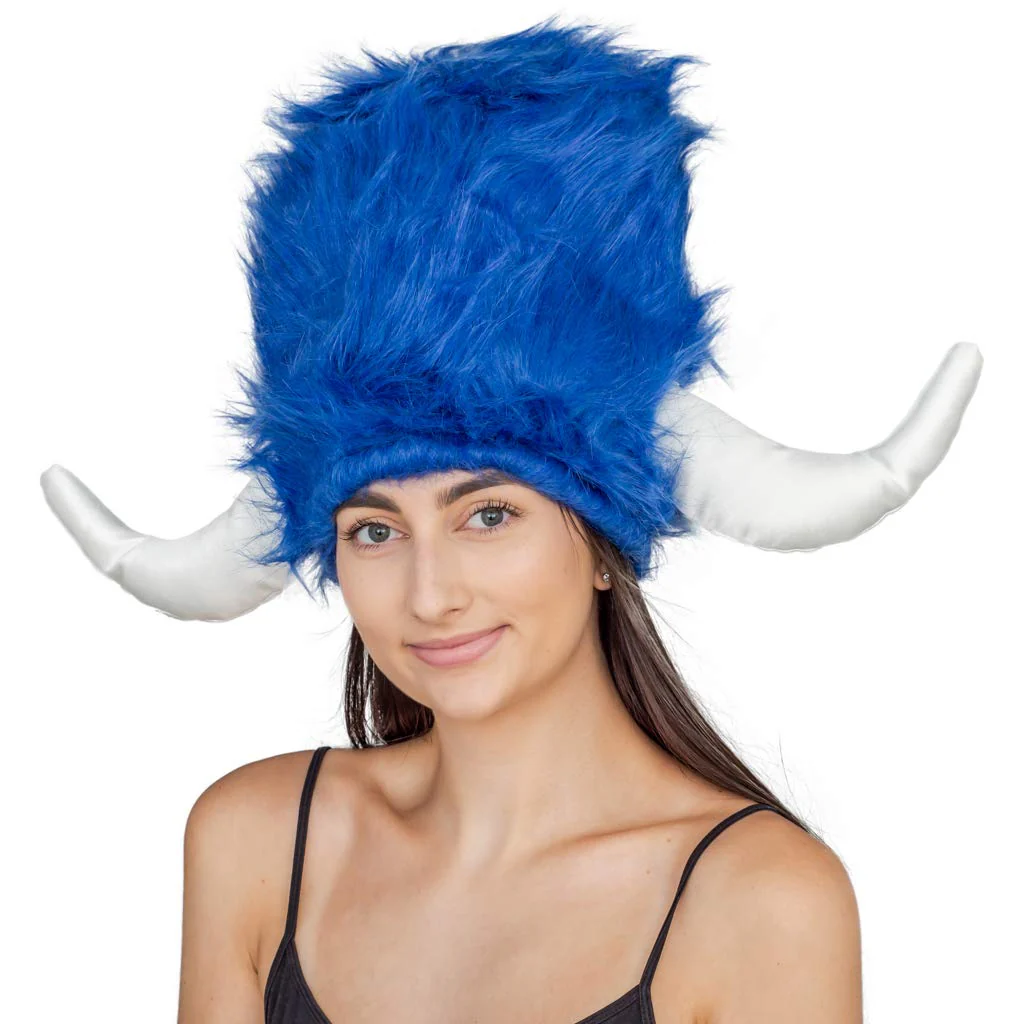 Costume Agent Viking Furry Blue Hat Helmet Adult Halloween Costume Accessory - Image 2