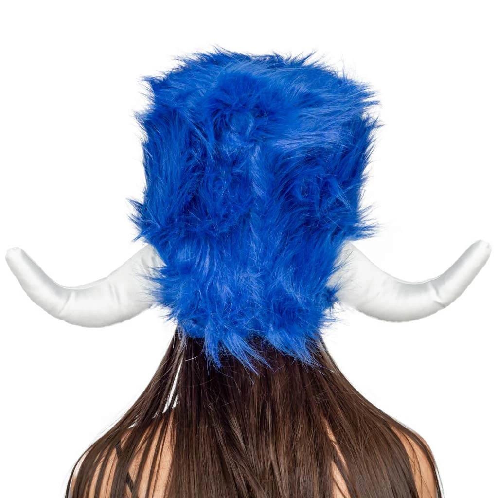 Costume Agent Viking Furry Blue Hat Helmet Adult Halloween Costume Accessory - Image 3